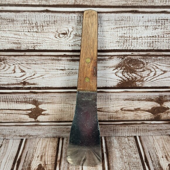 Vtg ICE CREAM SPADE SCOOP Stainless Steel Wooden Handle Japan Dwight ND Oil Co. - Picture 2 of 5
